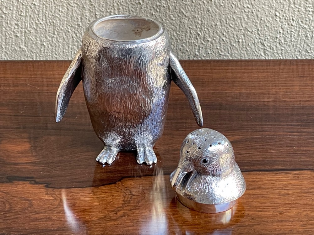 Large Silver Penguin Caster by Comyns View VI