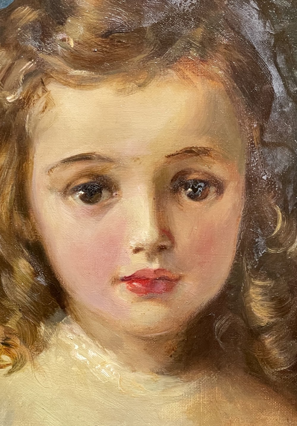 Edwardian Oil Painting Portrait Of Young Girl View II
