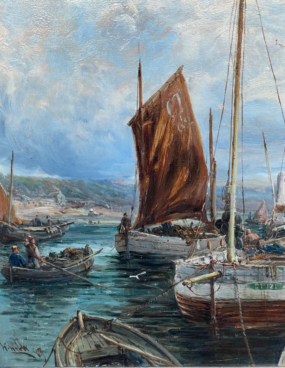Stunning Marine Oil Painting by William
Edward Webb, Castletown Isle of Man  View III