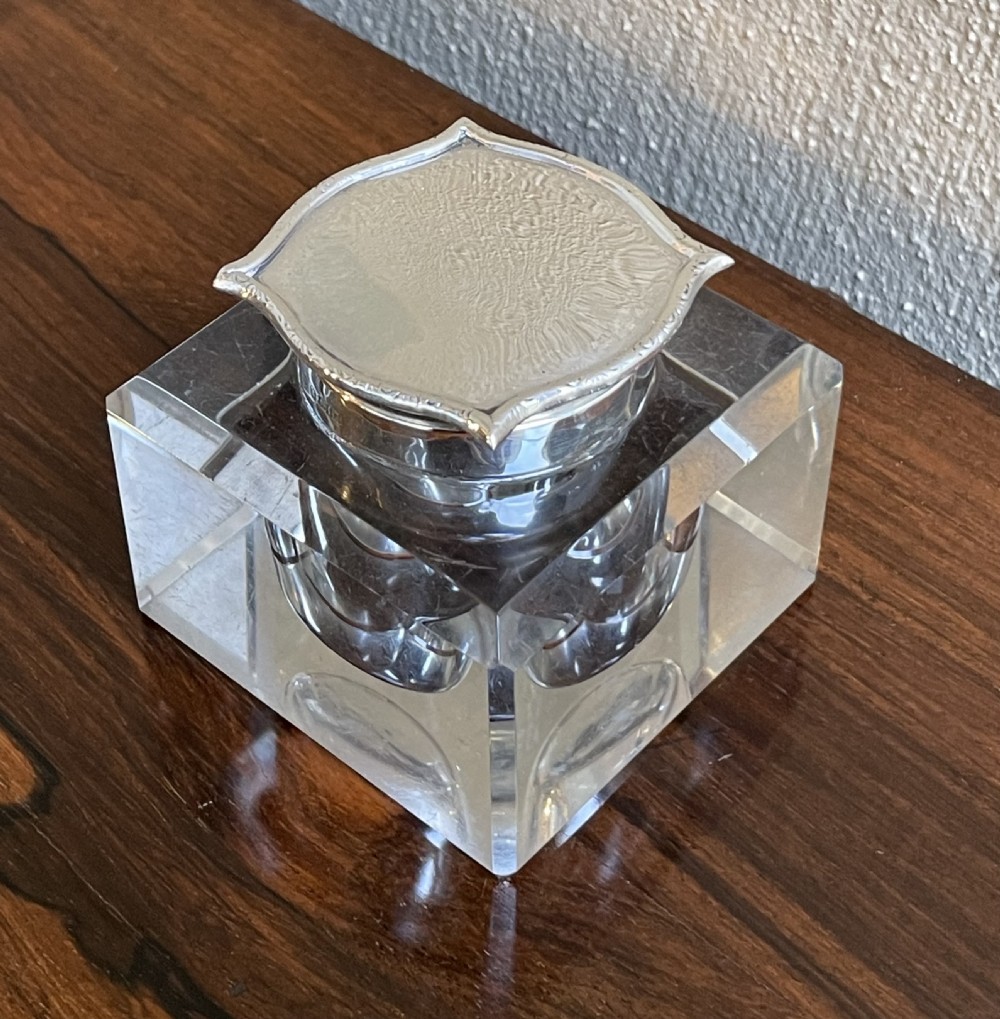 George V Silver Topped Inkwell