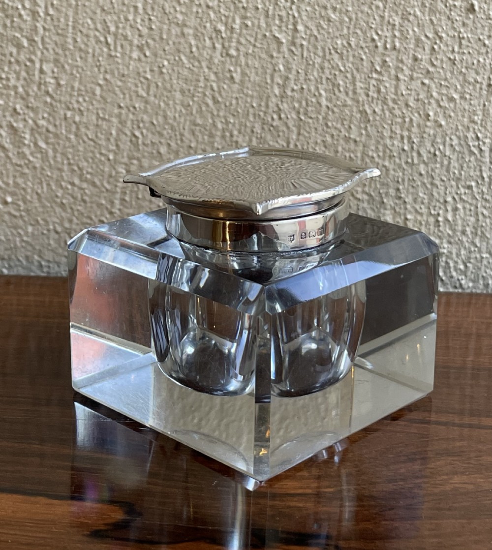 George V Silver Topped Inkwell View II