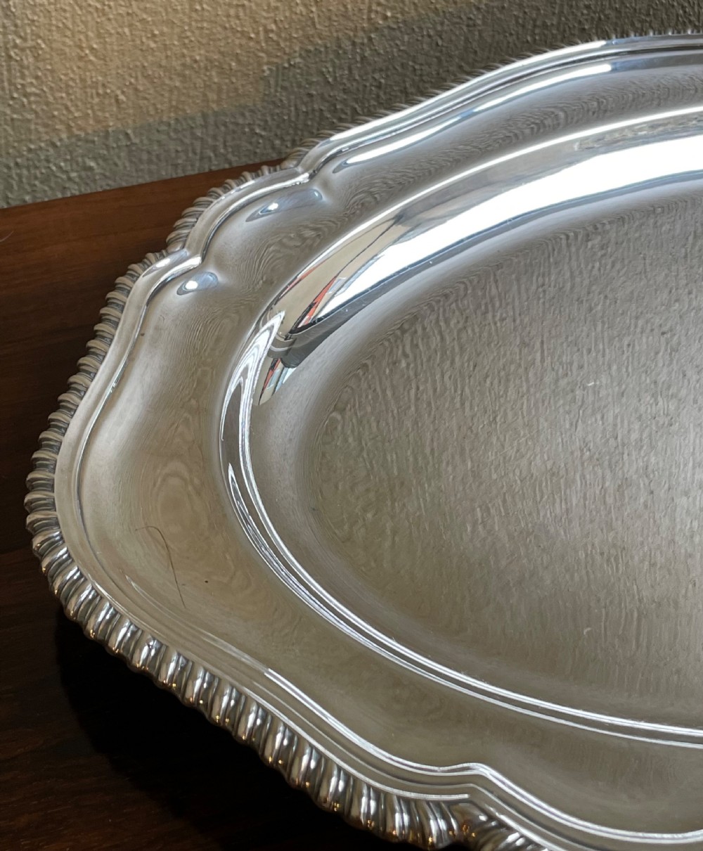 George III style silver plated serving platter View II