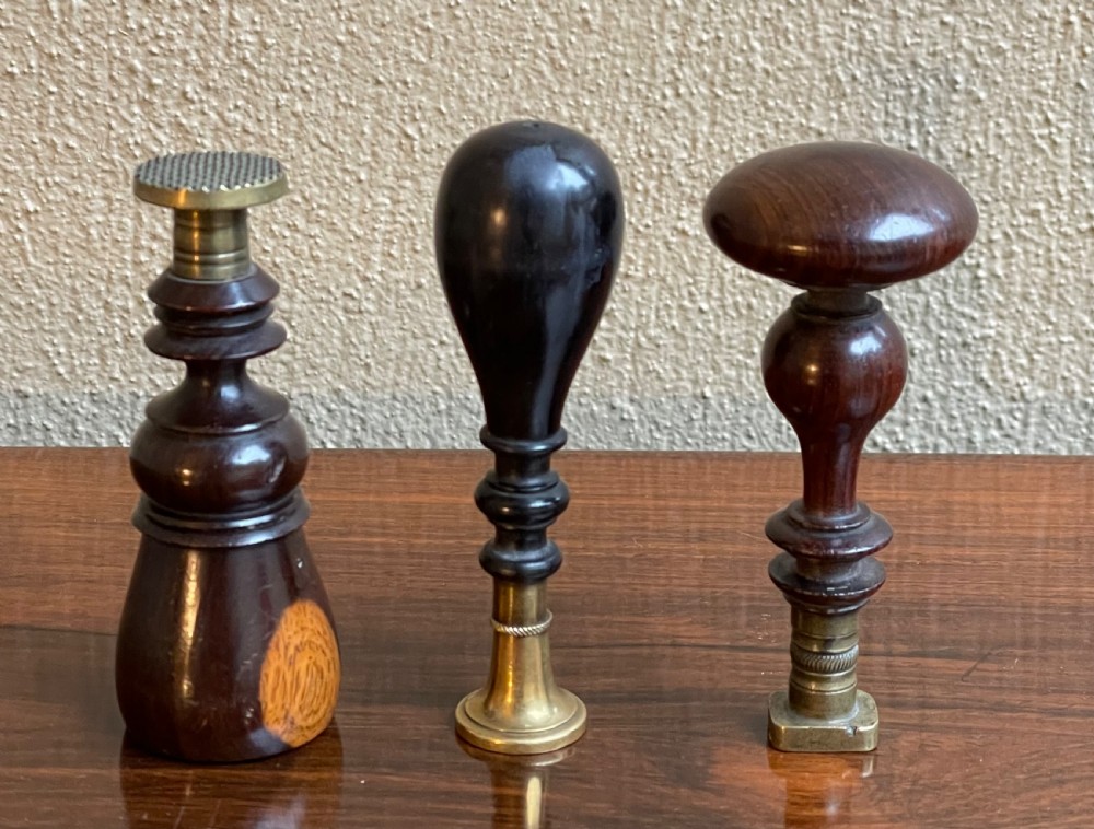 Collection of Three Georgian Wax Seals Desk Accessories 