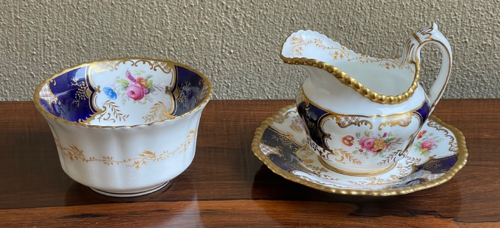 Victorian Batwing Pattern Coalport sugar bowl and cream jug View II