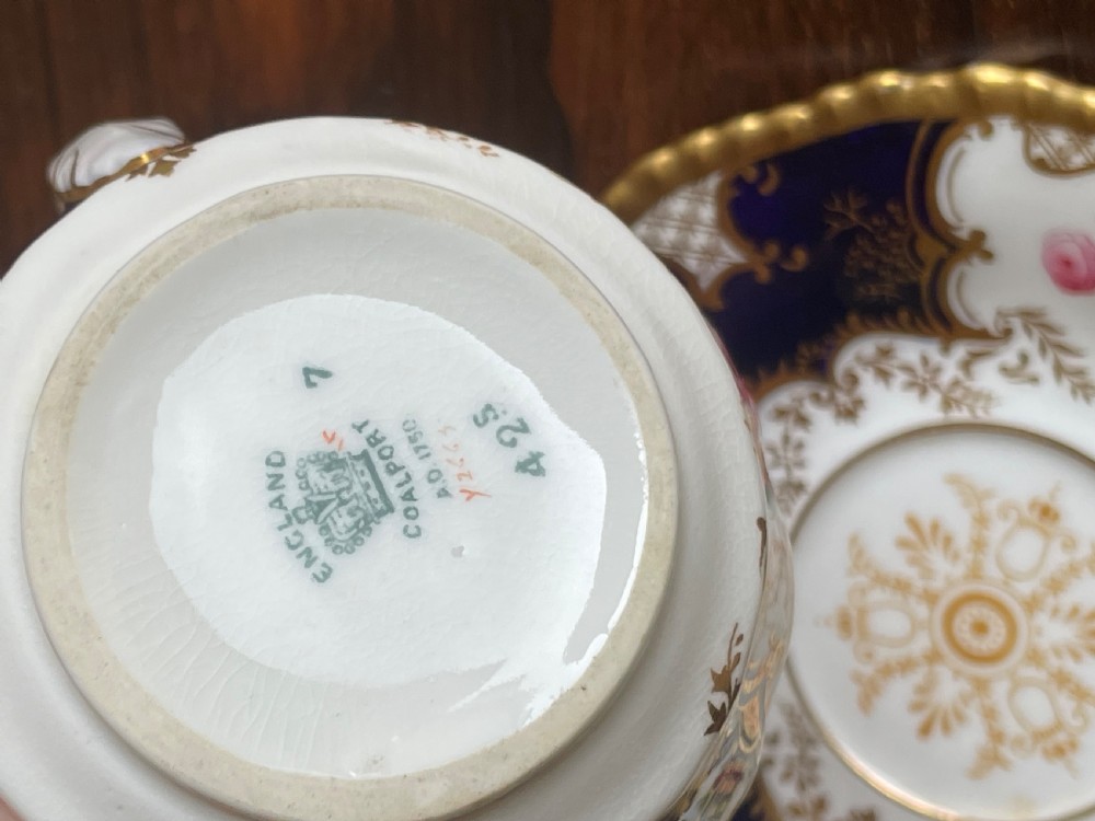 Victorian Batwing Pattern Coalport sugar bowl and cream jug View IV