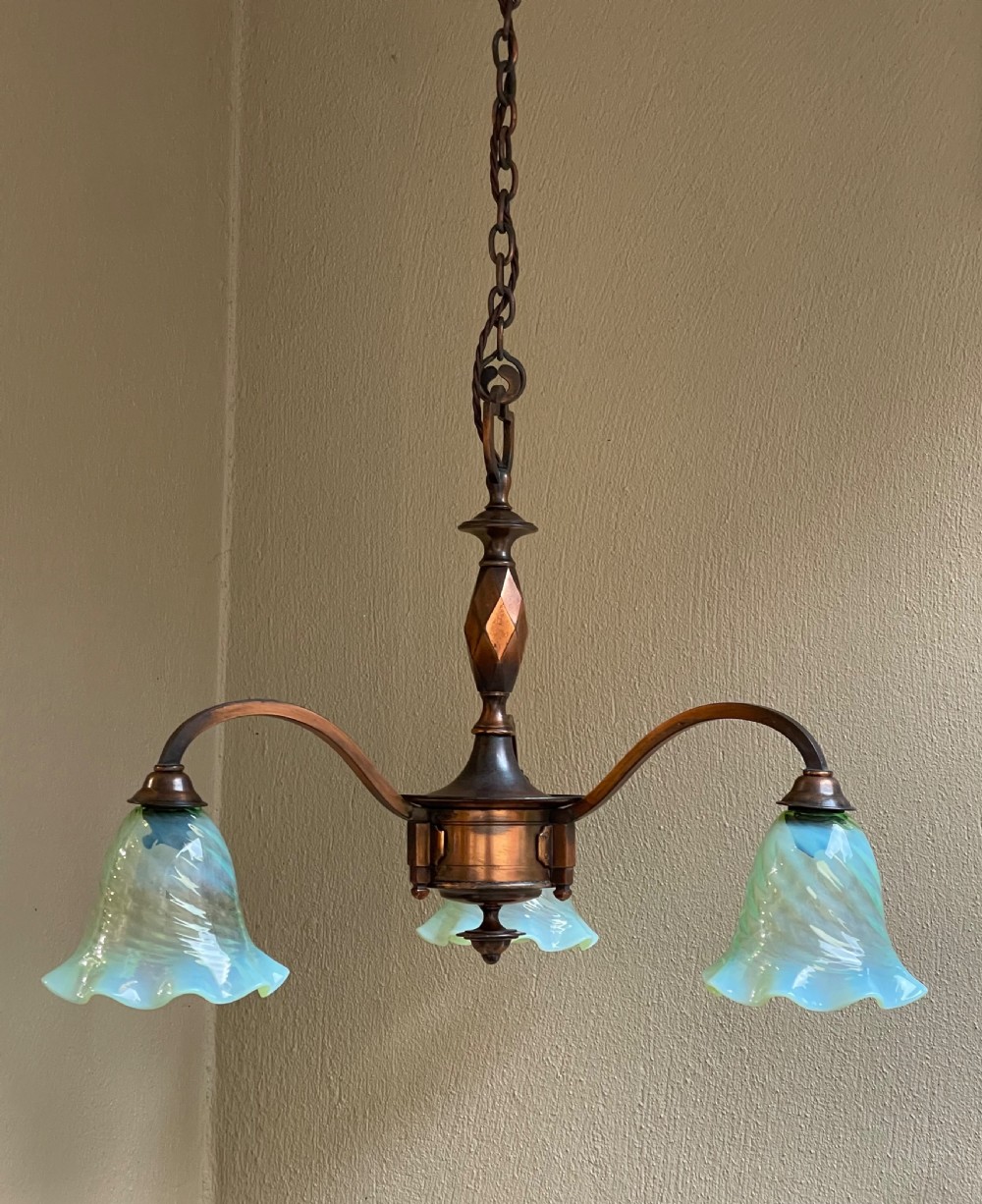 Early 20th Century Copper Chandelier by B&L, stamped.