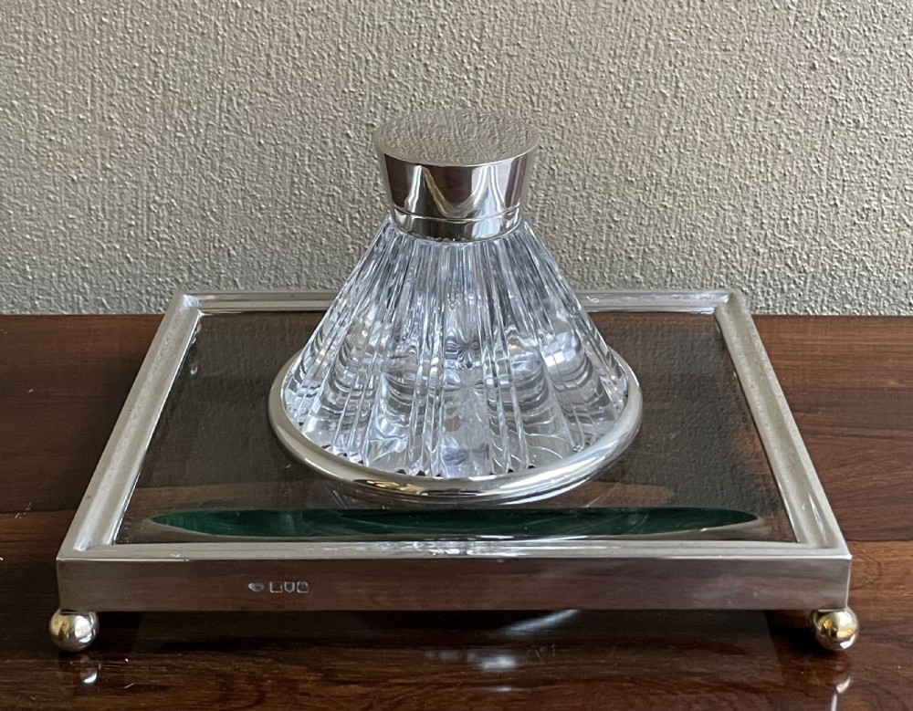 Art Deco Silver Desk Stand and Inkwell 