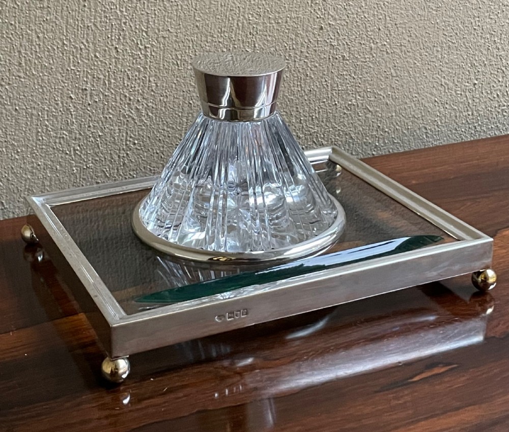 Art Deco Silver Desk Stand and Inkwell  View III