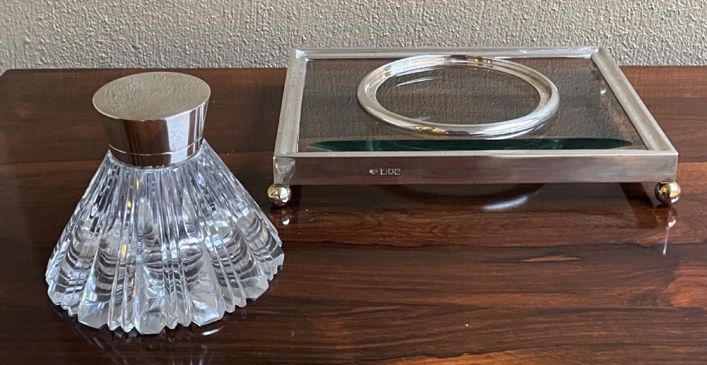 Art Deco Silver Desk Stand and Inkwell  View IV