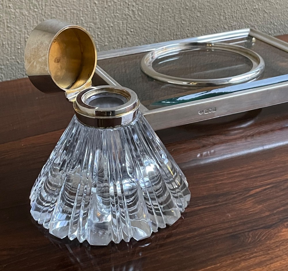 Art Deco Silver Desk Stand and Inkwell  View V