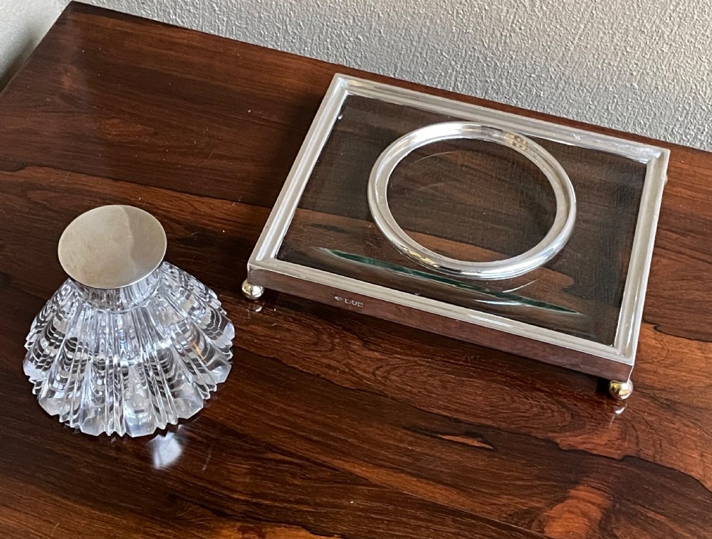 Art Deco Silver Desk Stand and Inkwell  View VI