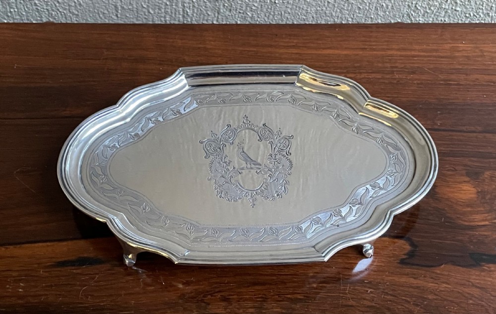 George III bright cut silver teapot stand by James Mince