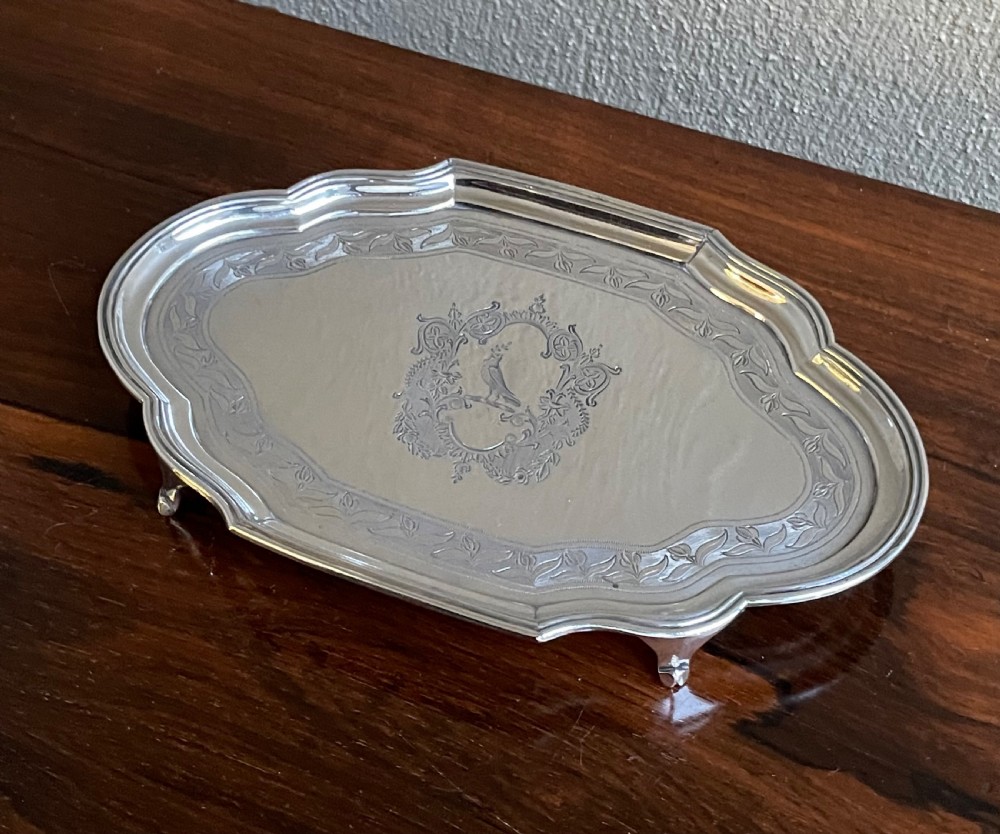 George III bright cut silver teapot stand by James Mince View II