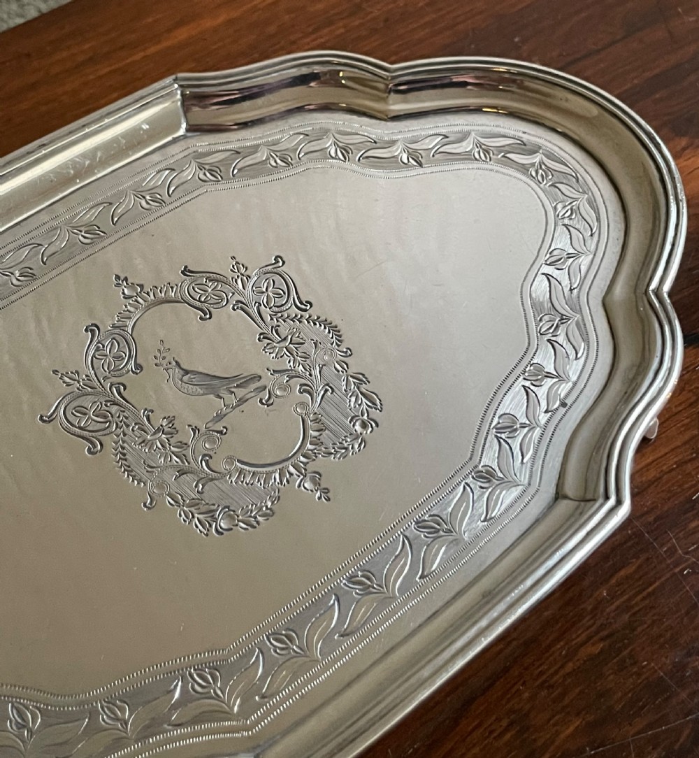 George III bright cut silver teapot stand by James Mince View III