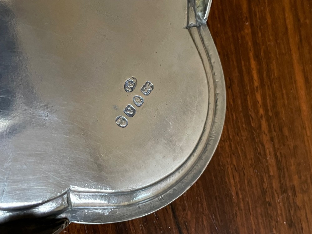 George III bright cut silver teapot stand by James Mince View IV