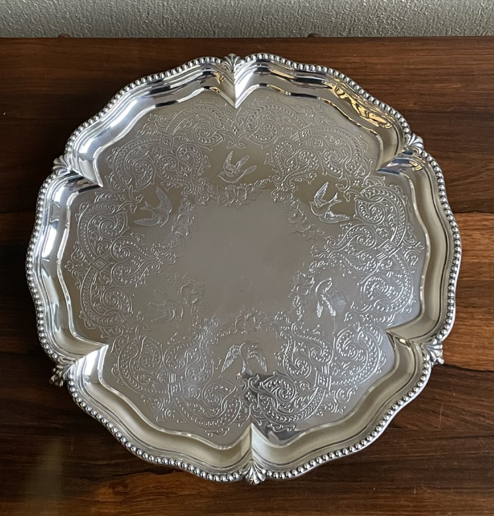 Large Victorian Solid Silver Drinks Tray 1891