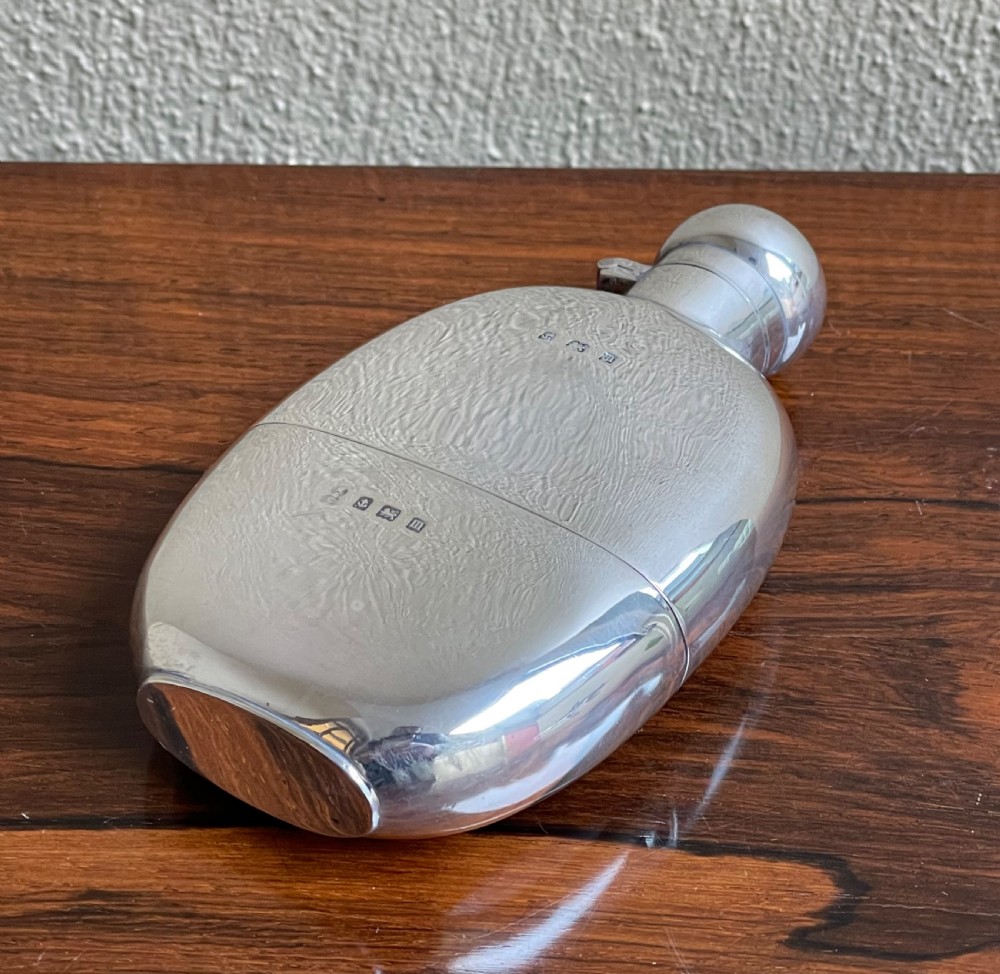 George V solid silver hip flask 