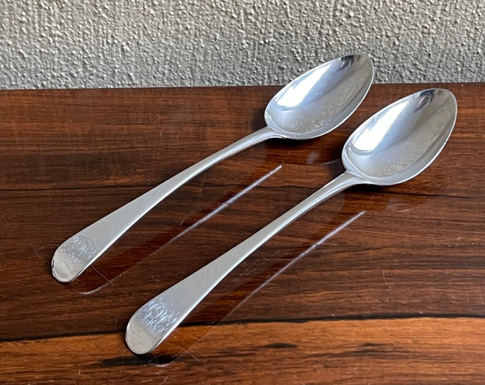 Pair George III silver table spoons, 1767