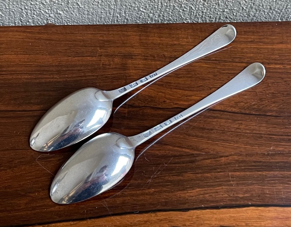 Pair George III silver table spoons, 1767 View III