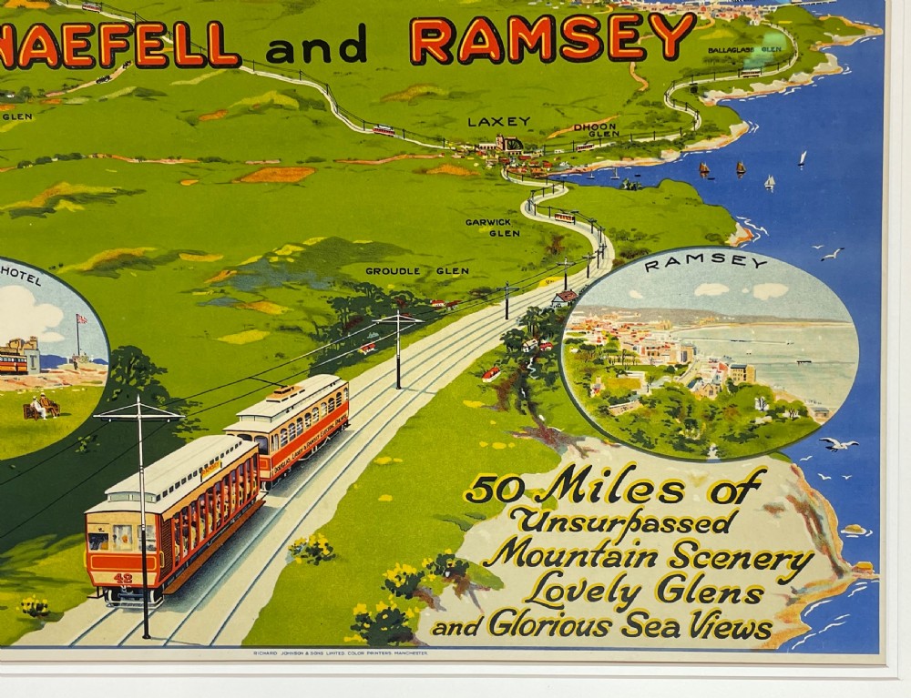 Original Manx Electric Railway for Snaefell and Ramsey Poster c1920 View II
