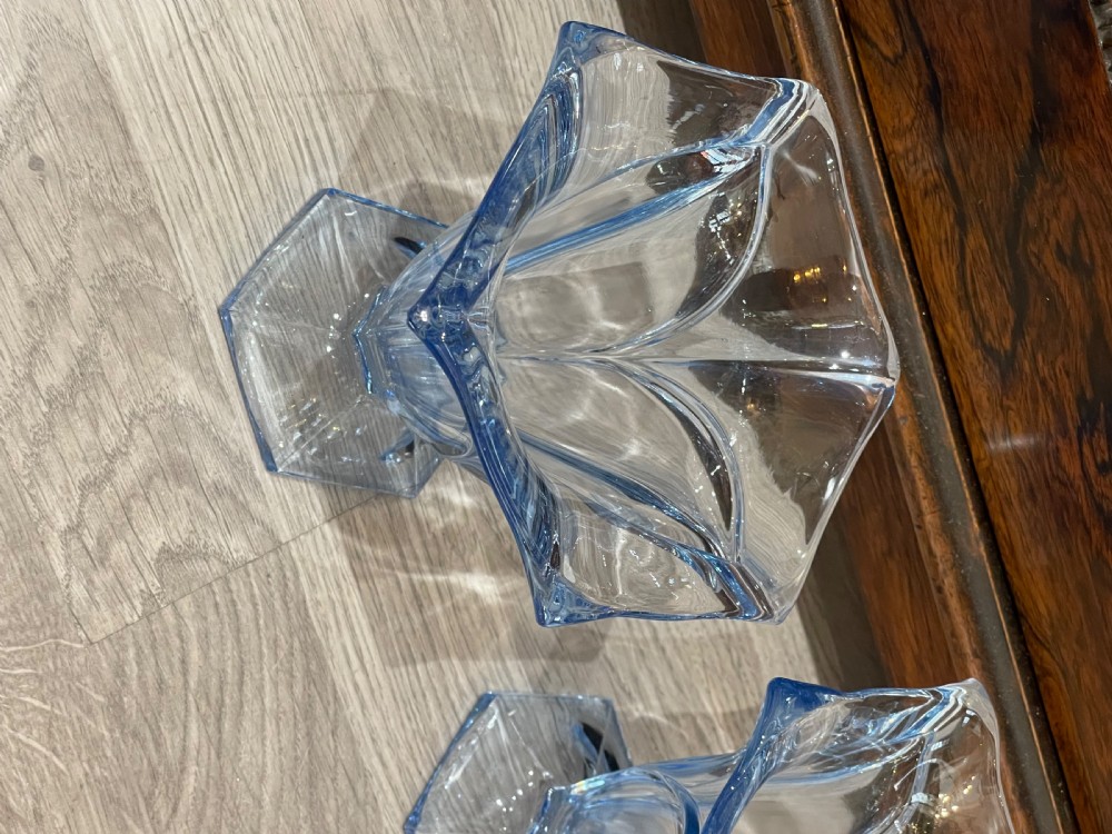 Pair of Art Deco Pale Blue Glass  Vase by Stolze View II