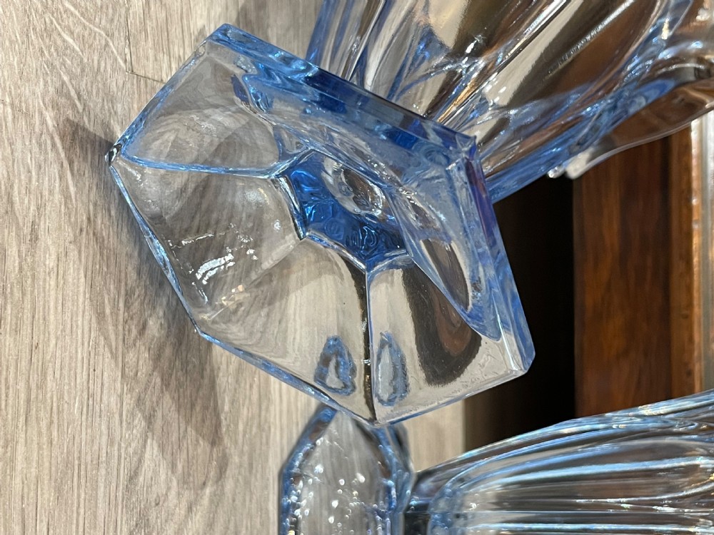 Pair of Art Deco Pale Blue Glass  Vase by Stolze View IV