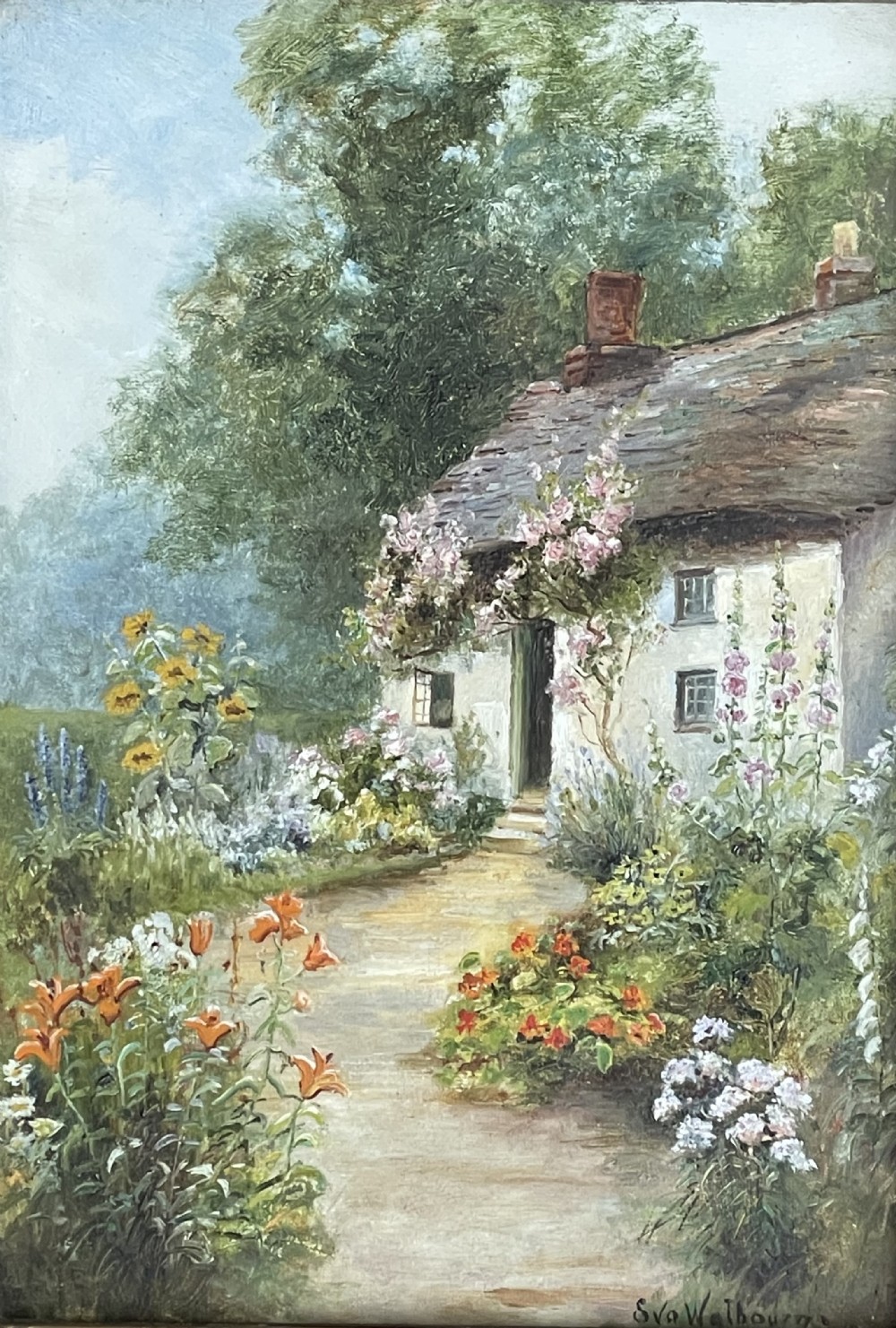 Cottage Garden Oil Painting by Ernest Walbourn View III