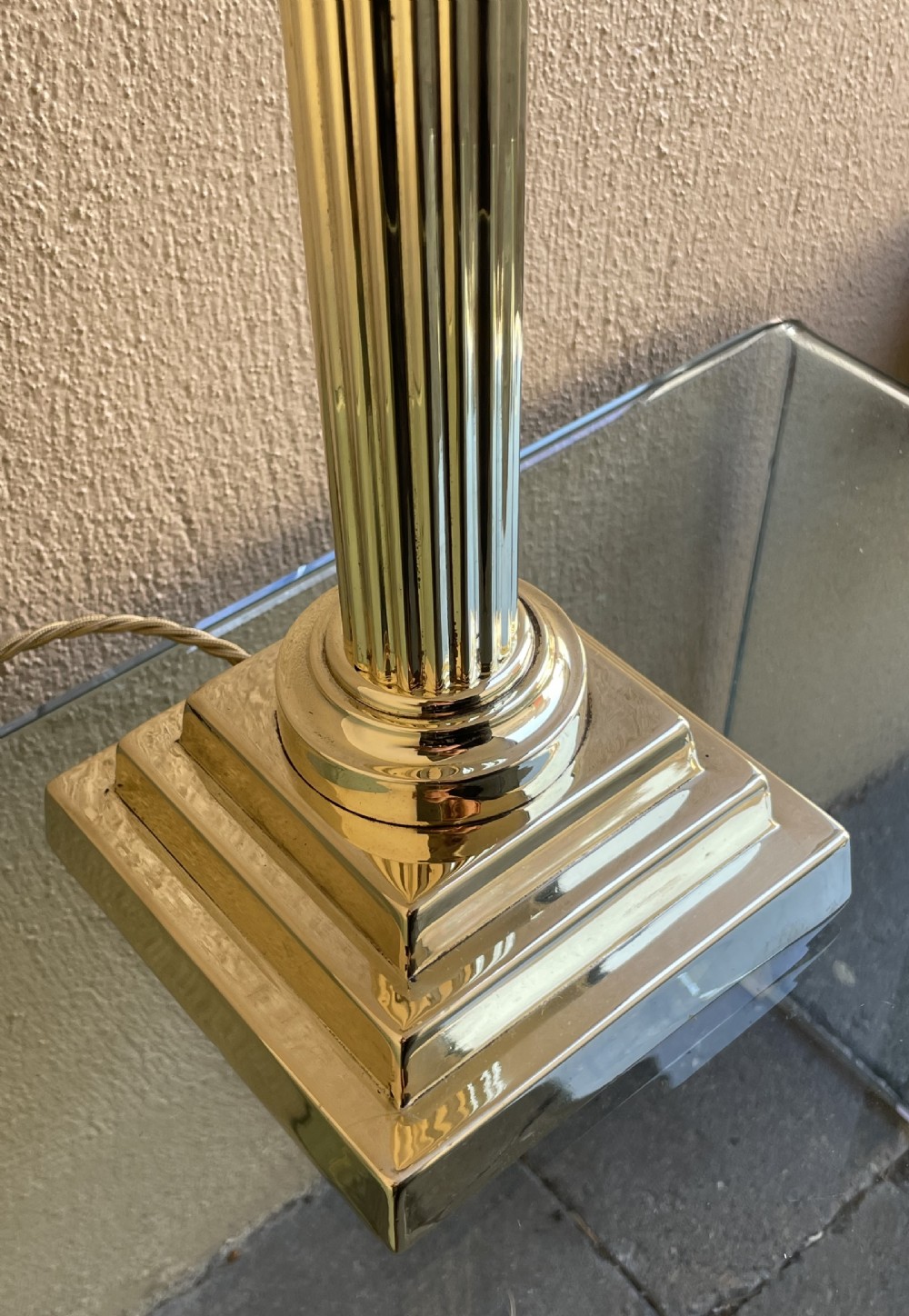 Victorian Brass Corinthian Column Table Lamp View II