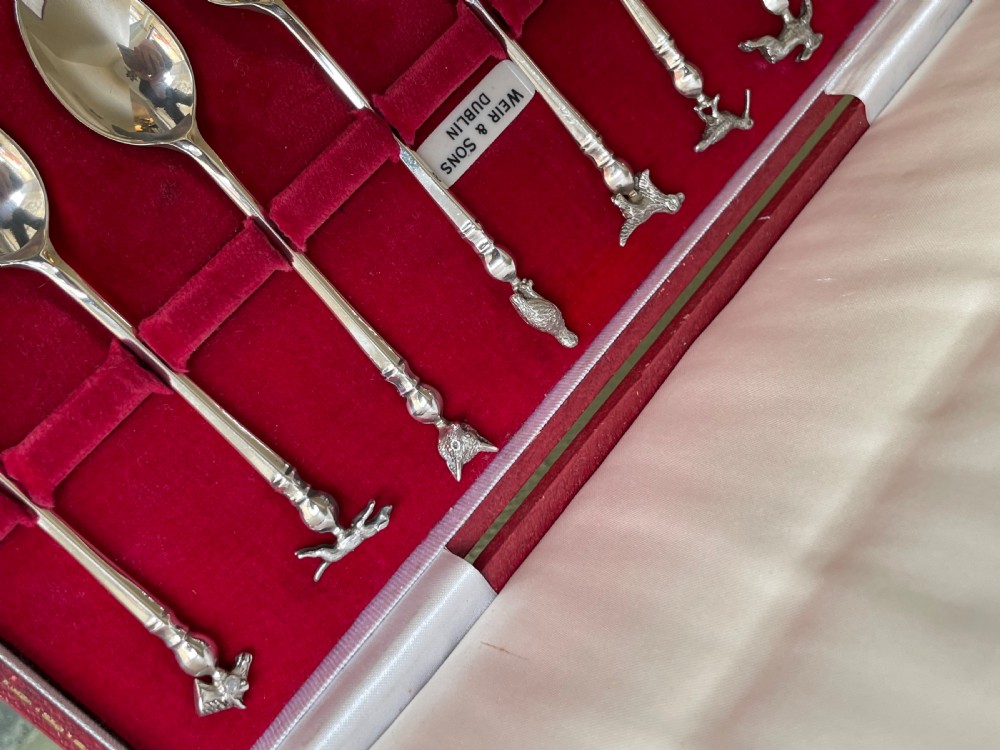 Set of Eight Silver Teaspoons with Hunting Animal Finials View VI