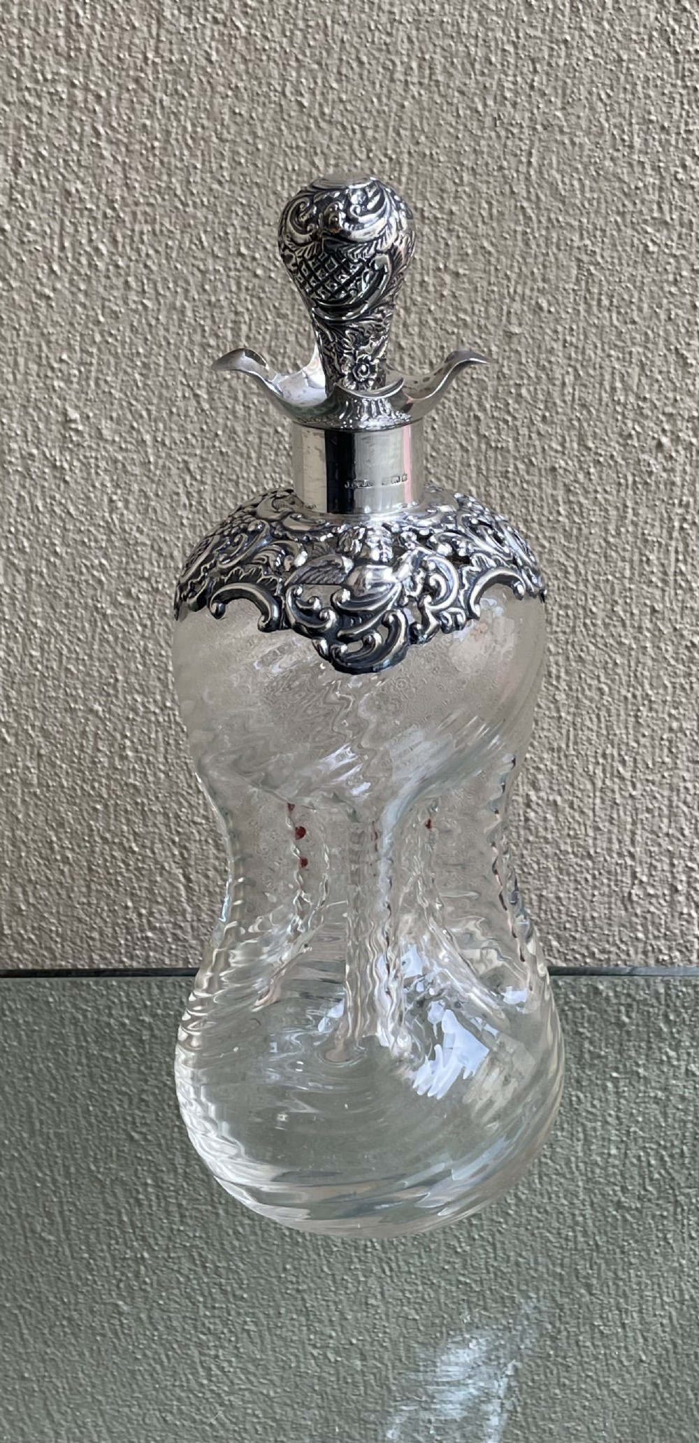 Quality Edwardian Glass & Silver Glug Glug Decanter, 1900