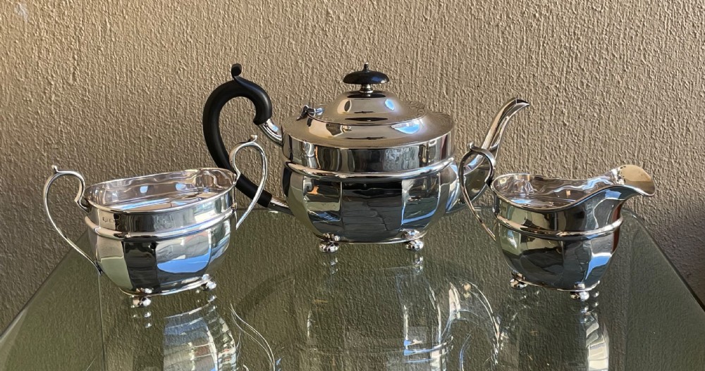 Edwardian Solid Silver Tea Set, Chester  View III