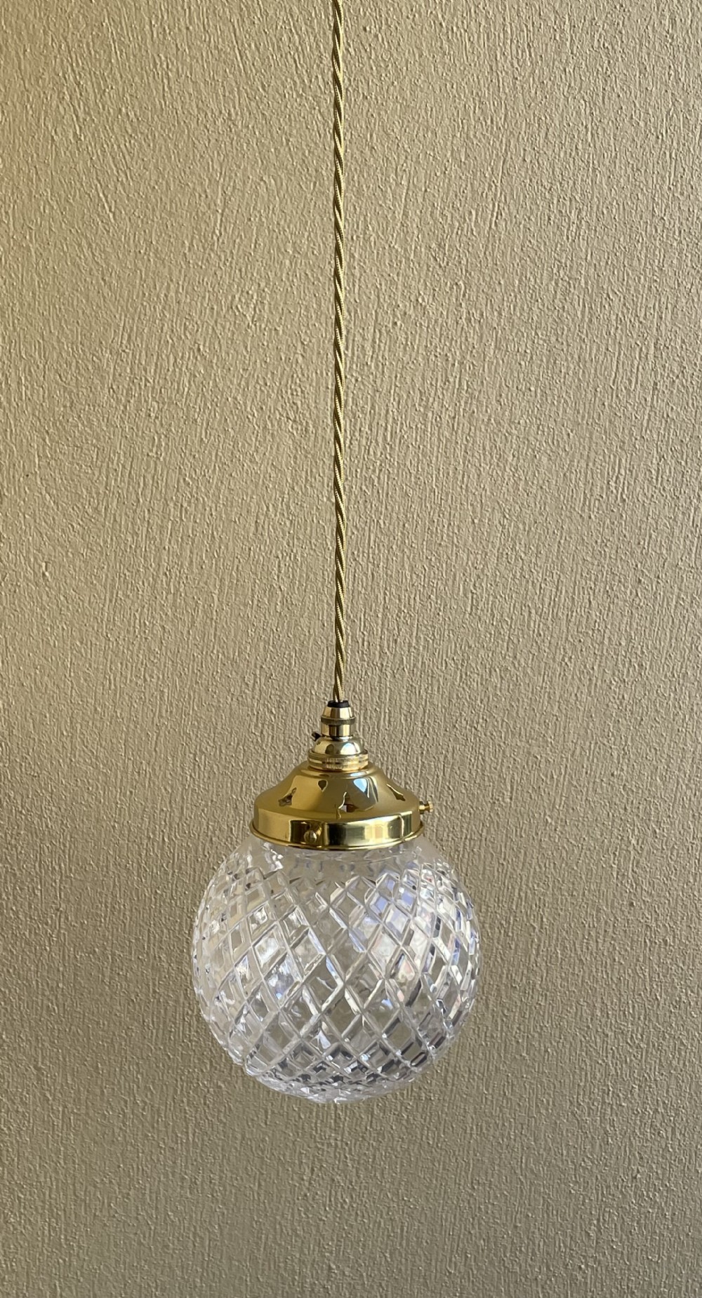 Edwardian Period Cut Glass Globe Pendant Light 
