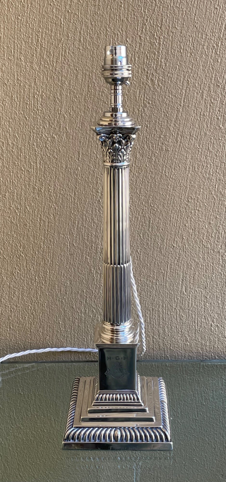 Solid Silver Table Lamp by Mappin and Webb View V