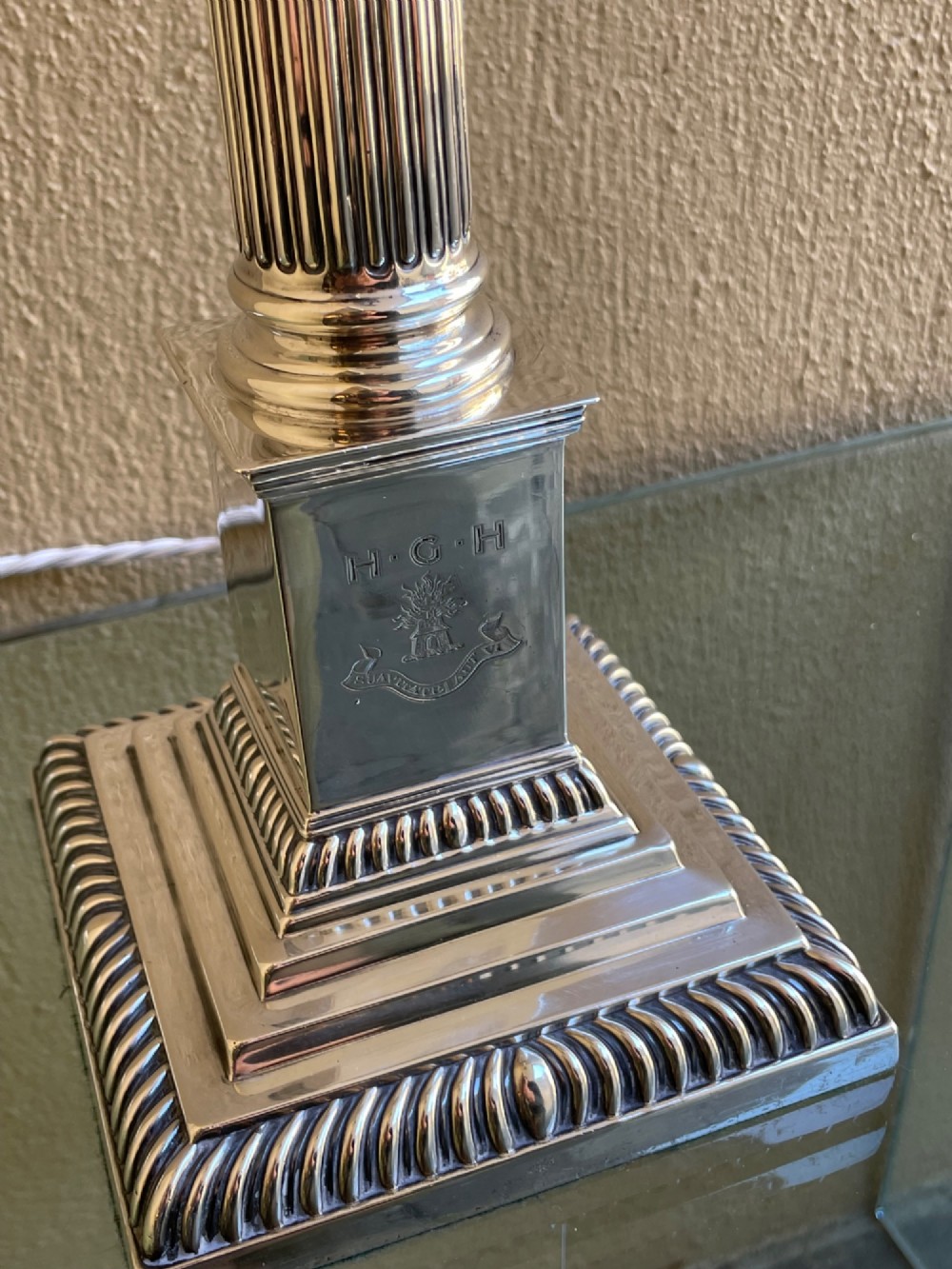 Solid Silver Table Lamp by Mappin and Webb View VI