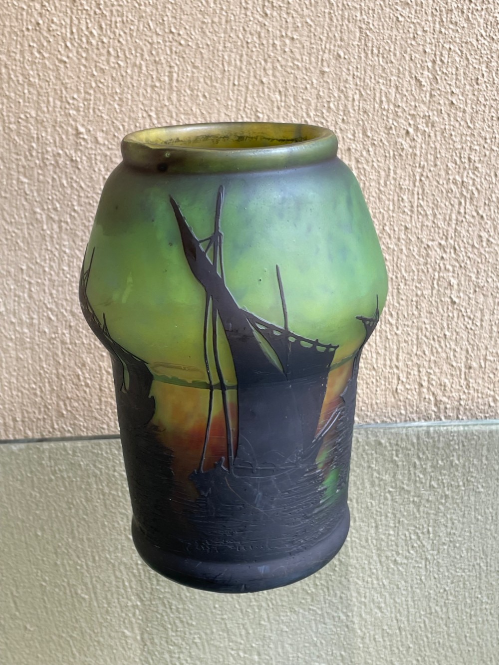 Rare Daum Nancy Cameo Glass Vase, c1905 Lamp View II
