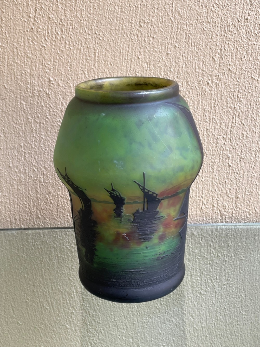Rare Daum Nancy Cameo Glass Vase, c1905 Lamp View III