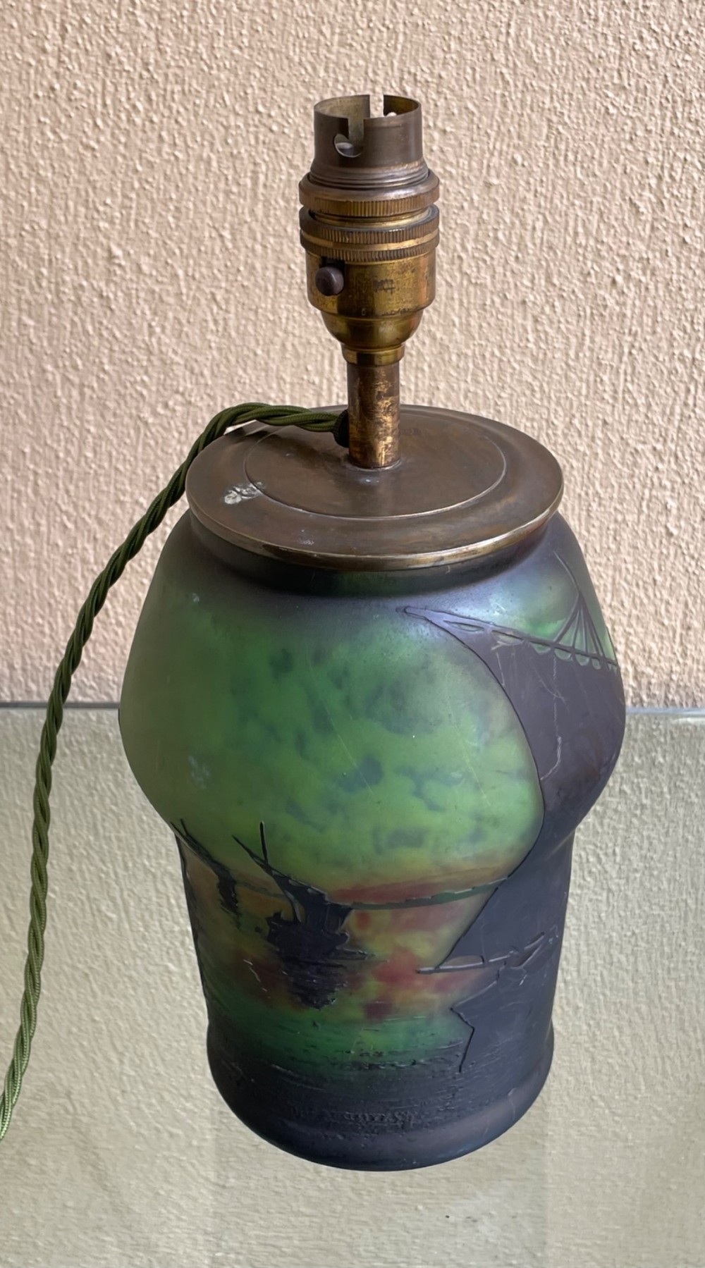 Rare Daum Nancy Cameo Glass Vase, c1905 Lamp View VI