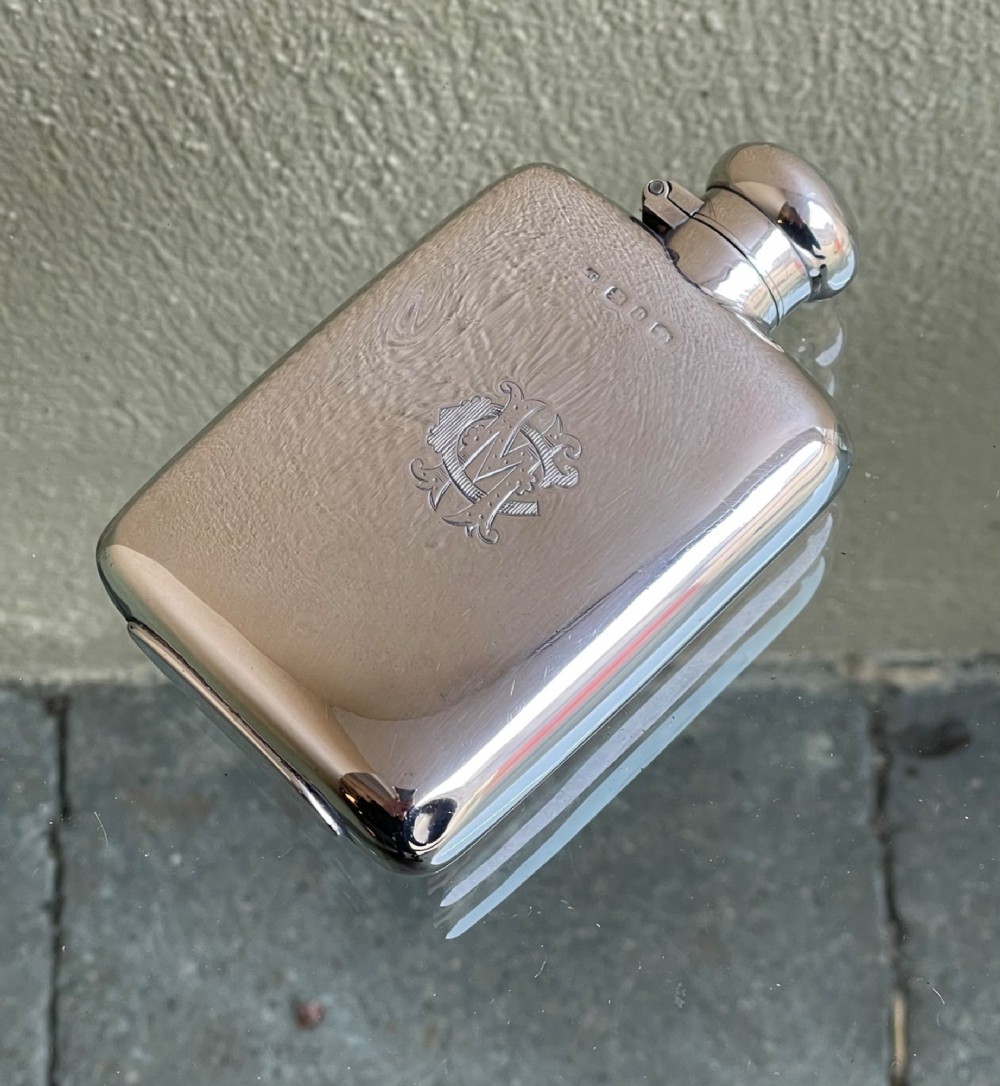 Victorian Solid Silver Hip Flask View II