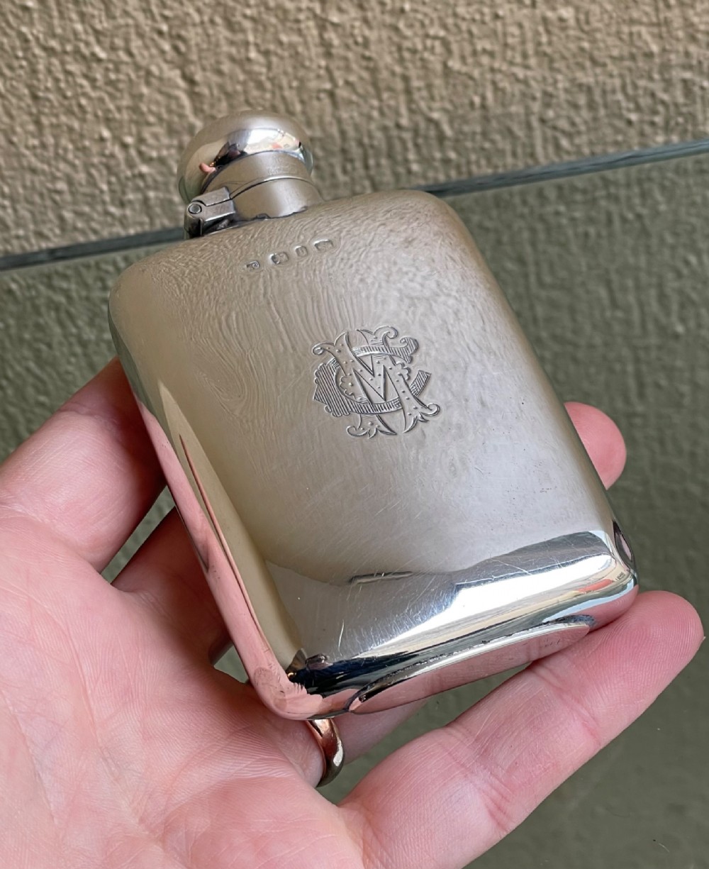 Victorian Solid Silver Hip Flask View III