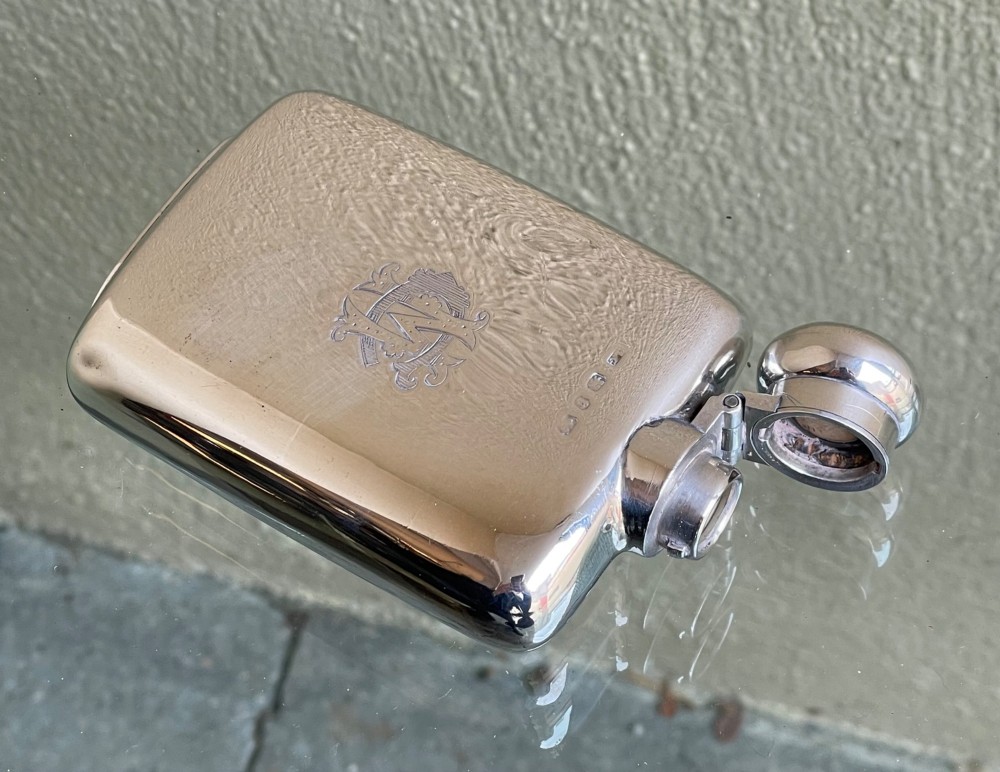 Victorian Solid Silver Hip Flask View V