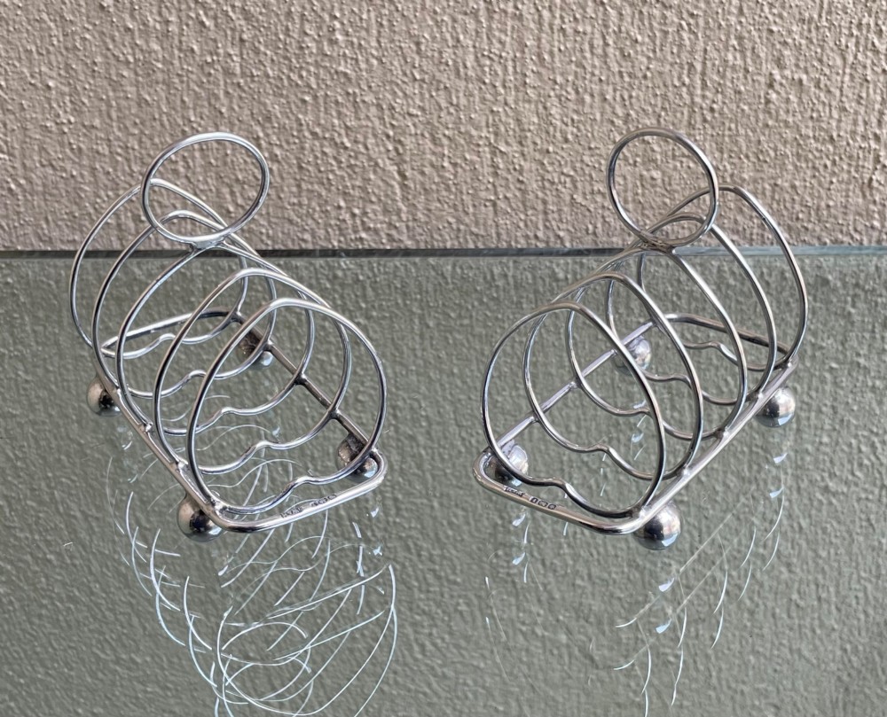 Pair of Heart Shaped Silver Toast Racks