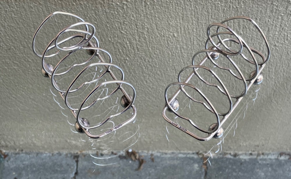 Pair of Heart Shaped Silver Toast Racks View II
