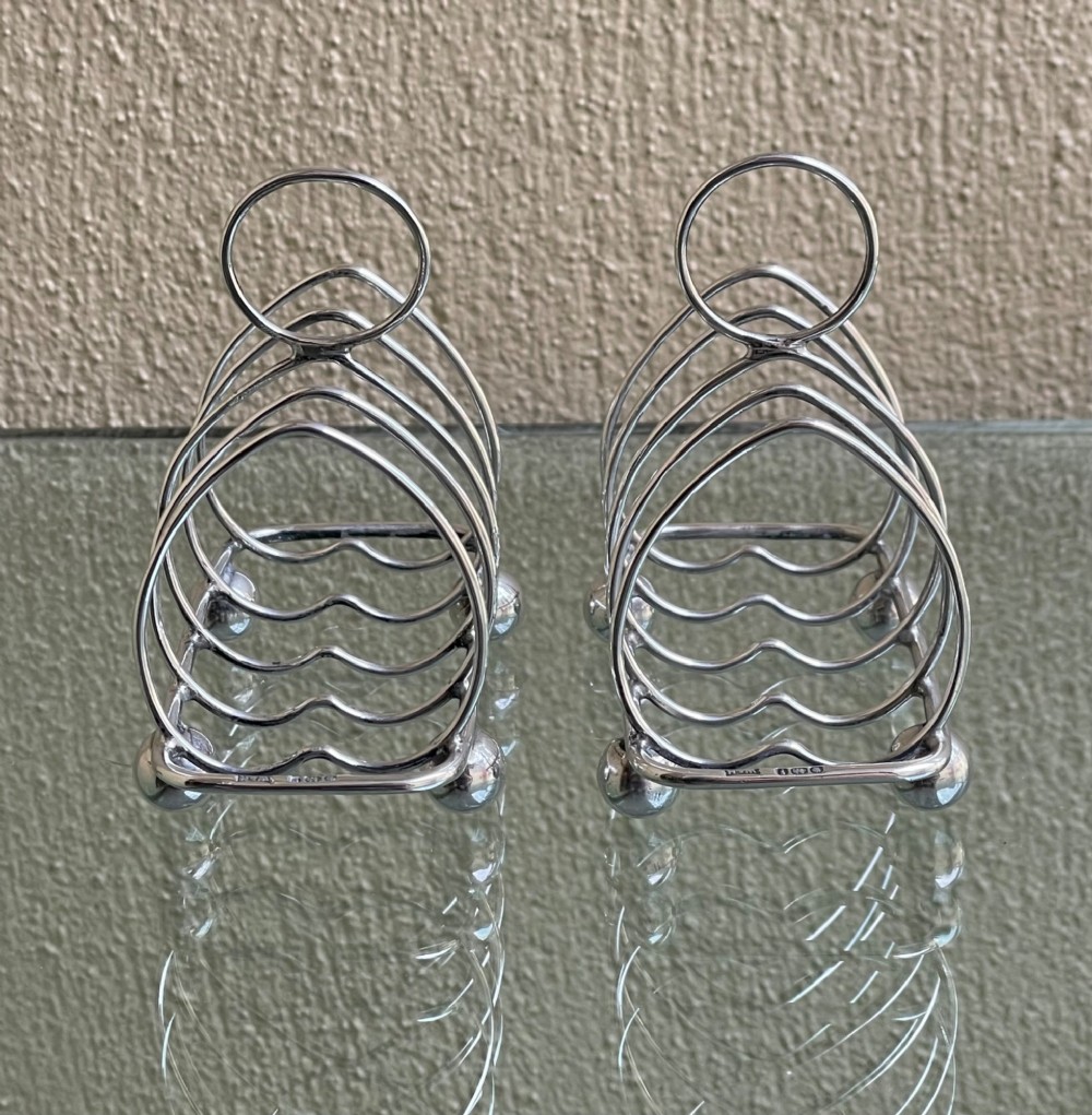 Pair of Heart Shaped Silver Toast Racks View V