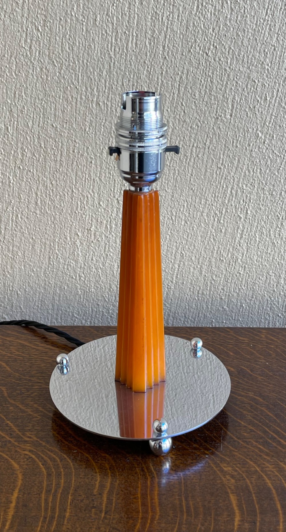 Art Deco Amber Bakelite and Chrome Table Lamp