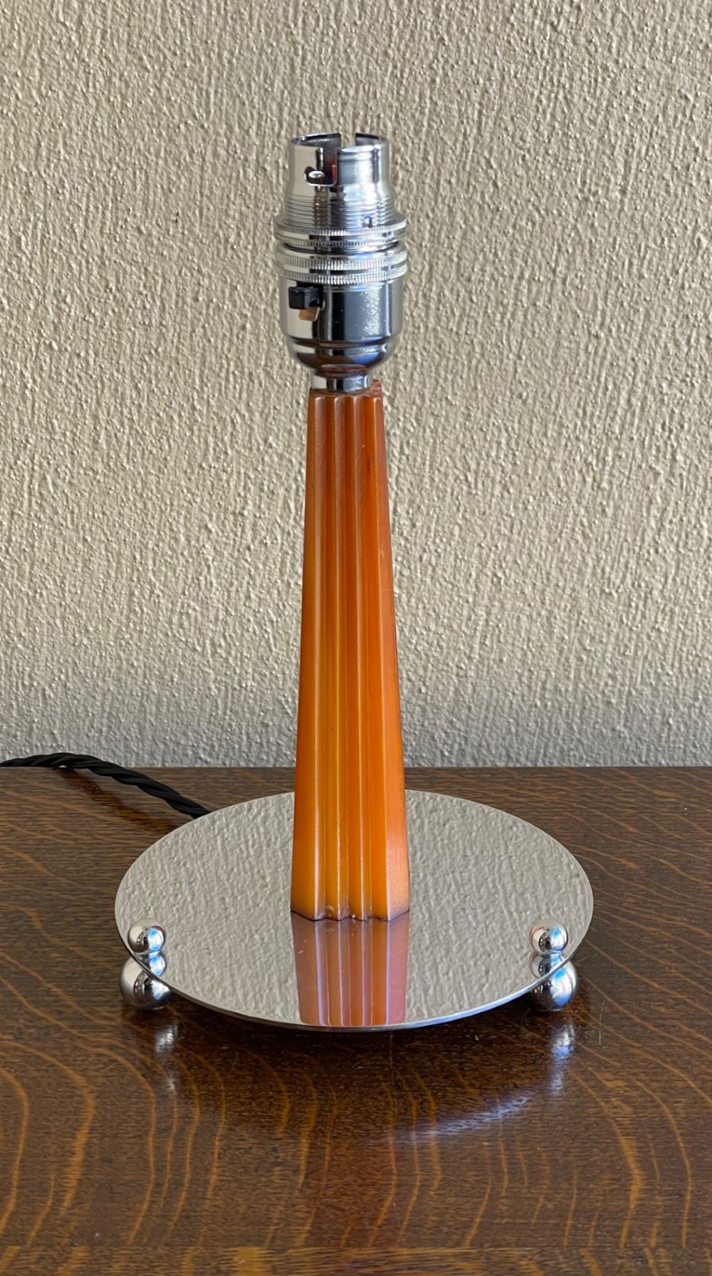 Art Deco Amber Bakelite and Chrome Table Lamp View II