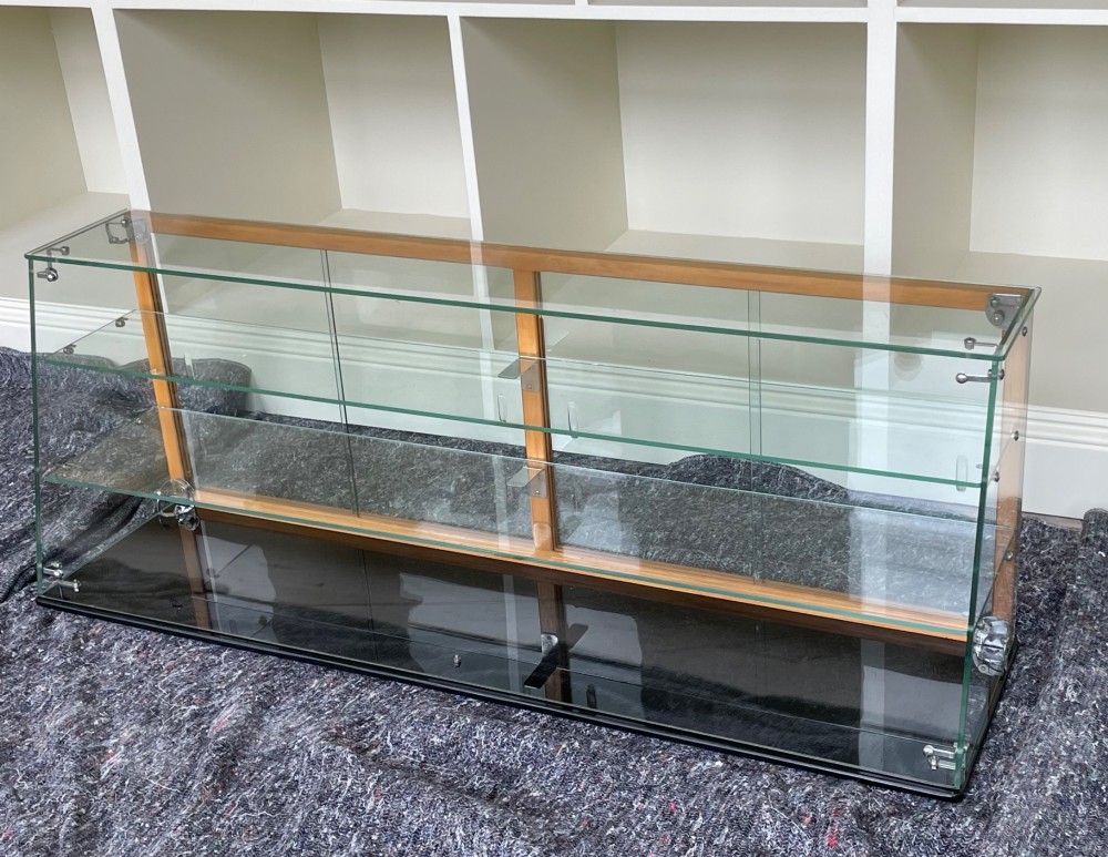 1950s oak and glass bakery counter top display cabinet