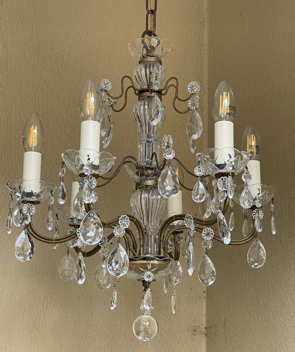 Early 20th Century French Gilded Crystal Chandelier View II