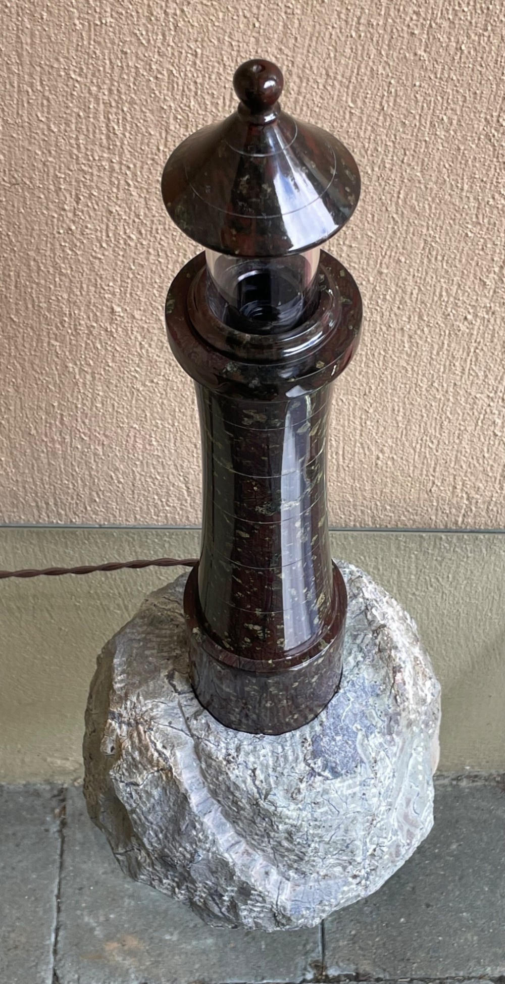 Large Cornish Serpentine Lighthouse Table Lamp View VI