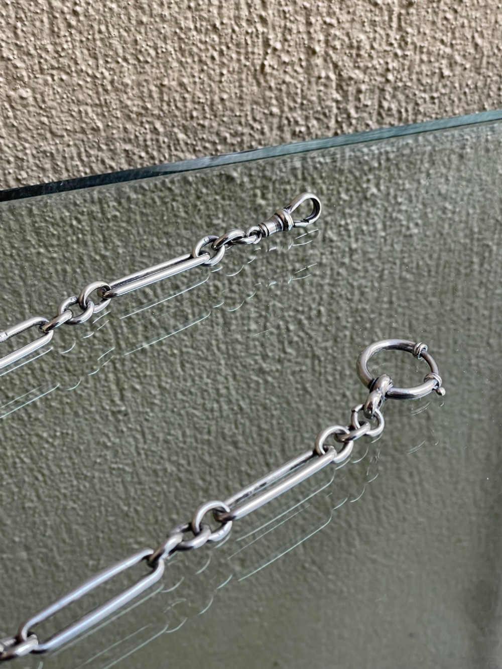 Edwardian Trombone Style Silver Albert Chain View II