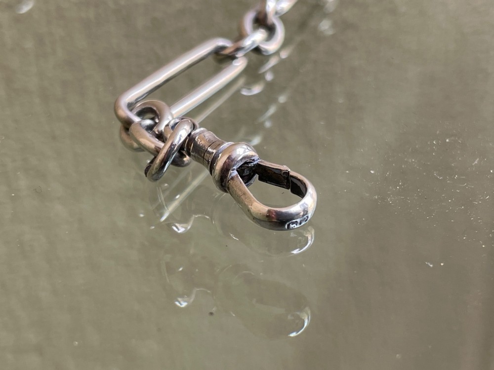 Edwardian Trombone Style Silver Albert Chain View V